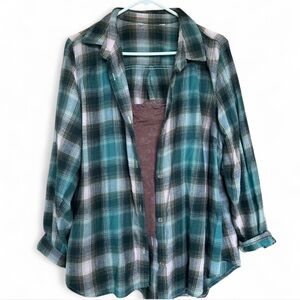 Old Navy Teal Plaid Flannel
